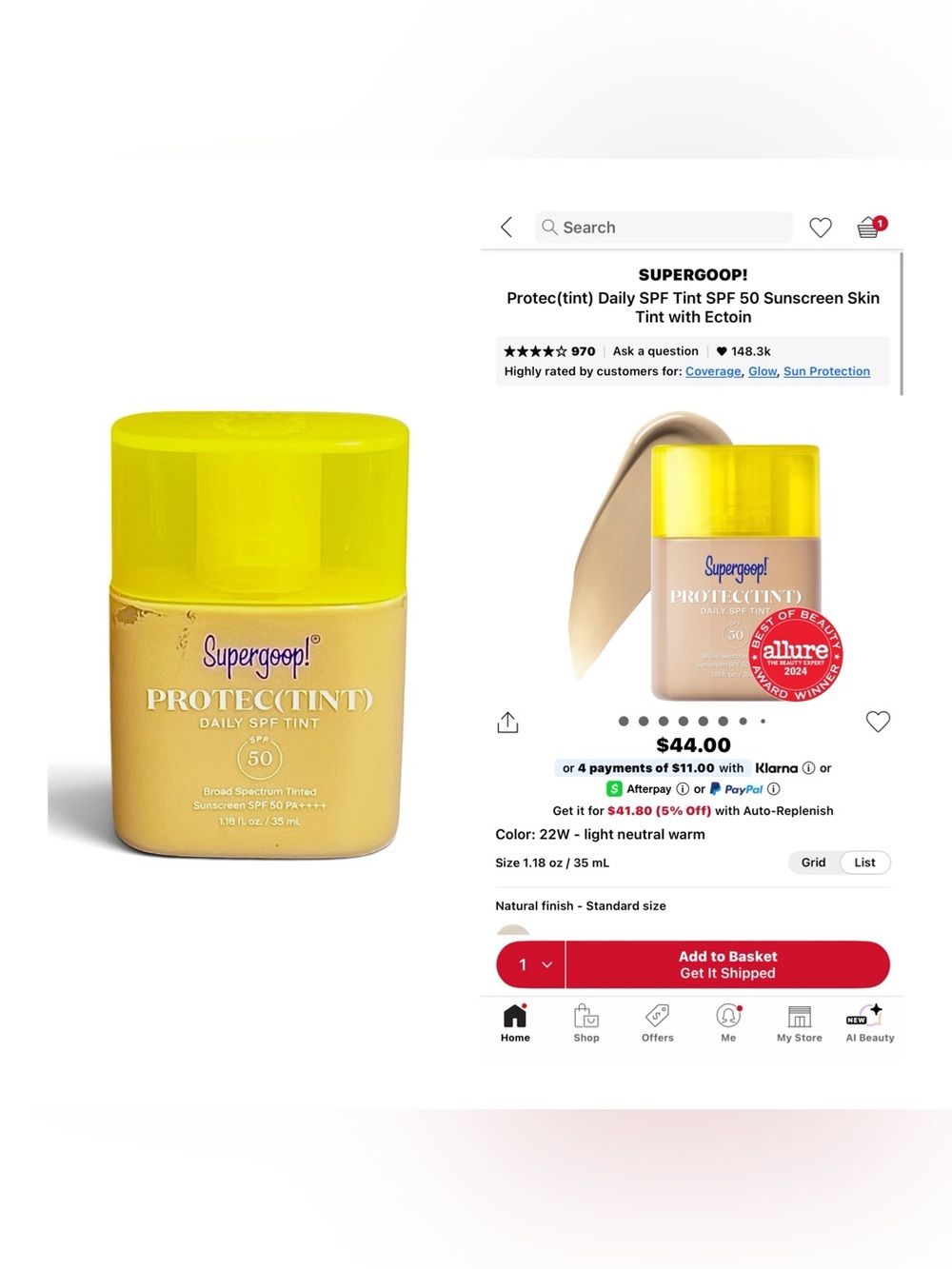 Supergoop! Protec(tint) Daily SPF Tint SPF 50 - 22W Light Neutral Warm 1.18 oz
